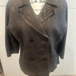 GAP SUPER SOFT  LEATHER Women's Dark GREY Leather Jacket XL FITS LIKE A LARGE